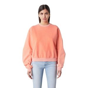 GAS‎ Jeans Orange Crew Neck Ruched Sleeve Sweatshirt Size Small New